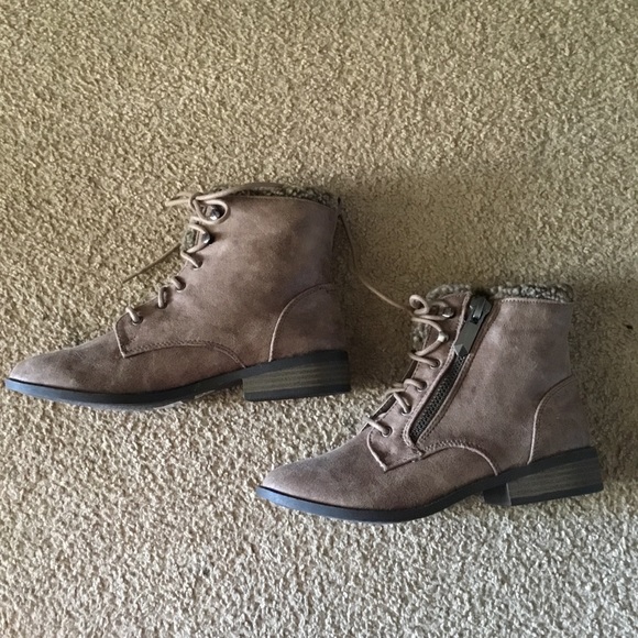 New Taupe Faux Suede Ankle Boots - Picture 4 of 7
